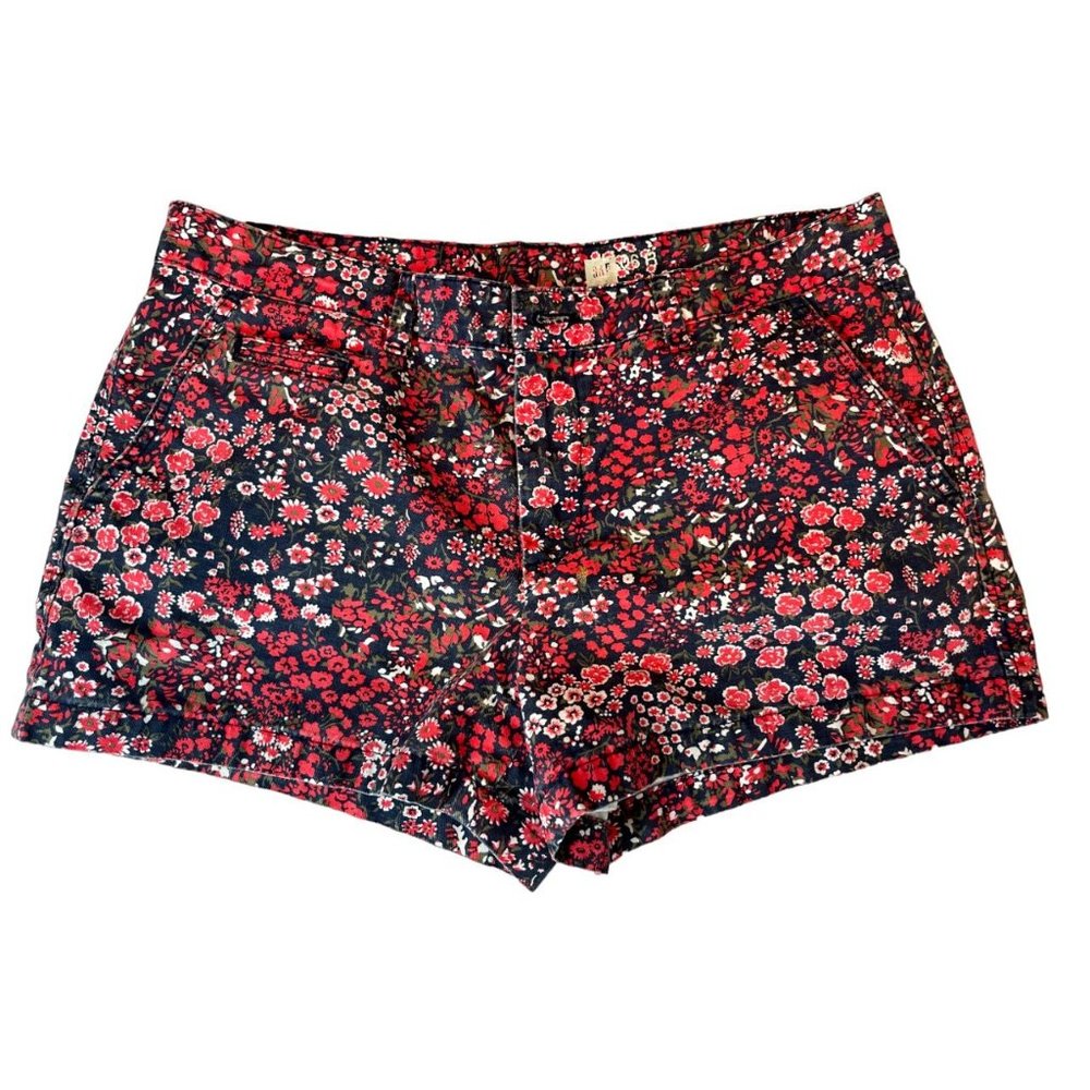 Gap Womens Floral Chino Shorts Mid Rise 100% Cotton V/700068550 Red Black Size 6